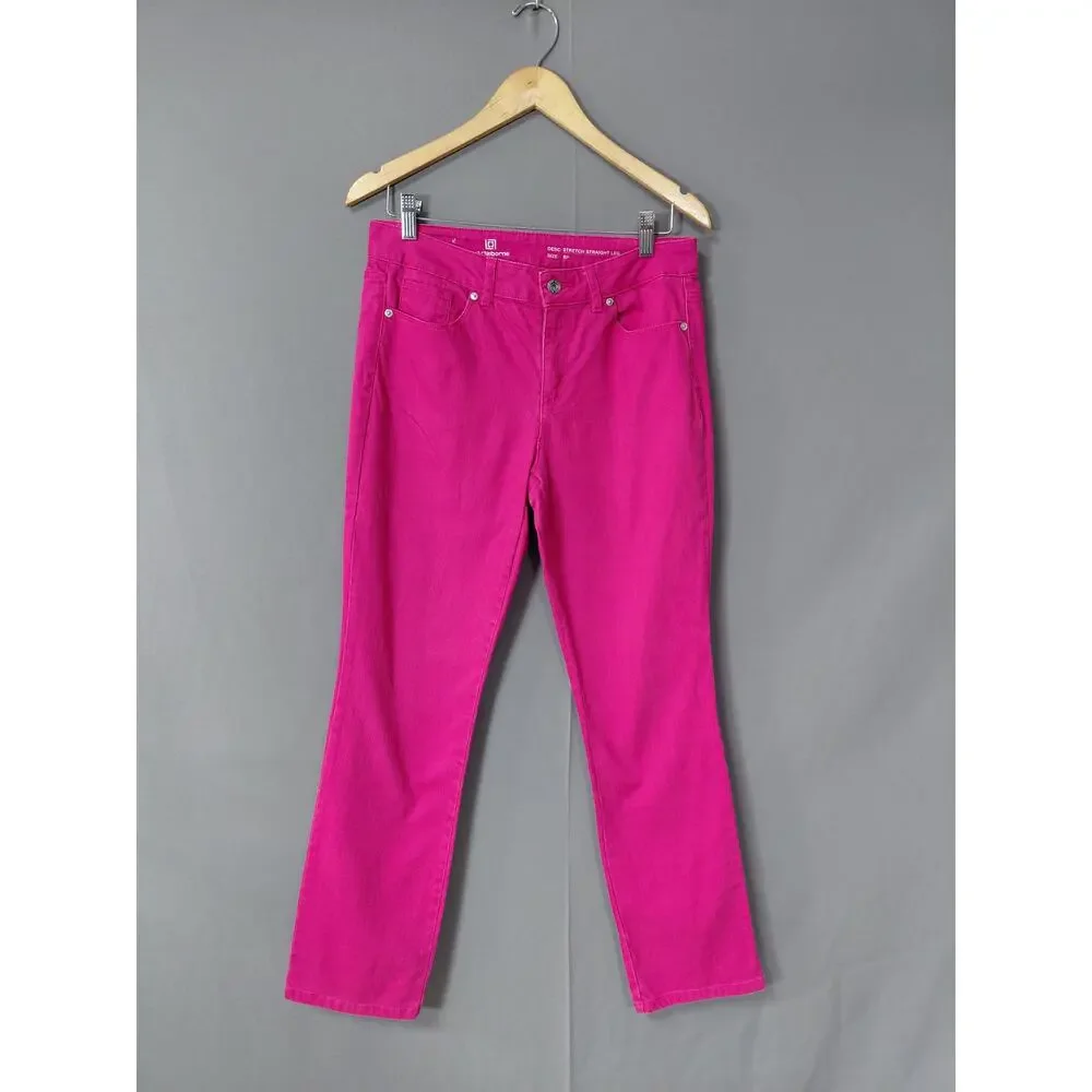 LIZ CLAIBORNE Pink Straight Stretch Pants Women Woven Size 6